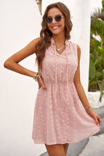 Load image into Gallery viewer, Swiss Dot Tie-Neck Sleeveless Dress