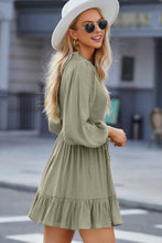 Load image into Gallery viewer, Smocked Tied Balloon Sleeve Mini Dress