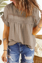 Load image into Gallery viewer, Swiss Dot Decorative Button Short Sleeve Blouse