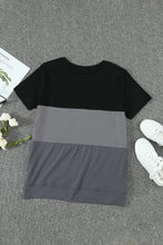 Load image into Gallery viewer, Color Block Side Slit Round Neck T-Shirt