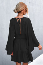 Load image into Gallery viewer, Decorative Button Smocked Waist Surplice Dress