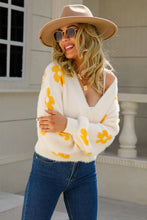 Load image into Gallery viewer, Floral Open Front Fuzzy Cardigan