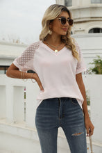Load image into Gallery viewer, V-Neck Raglan Sleeve Openwork Tee