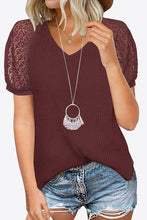 Load image into Gallery viewer, V-Neck Raglan Sleeve Openwork Tee