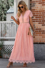 Load image into Gallery viewer, Scalloped Trim Lace Plunge Dress