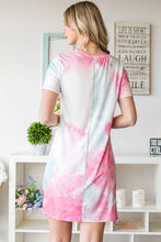 Load image into Gallery viewer, Tie-Dye Round Neck Short Sleeve Slit Dress