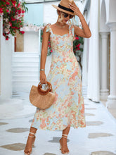 Load image into Gallery viewer, Floral Tie-Shoulder Sweetheart Neck Dress