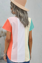 Load image into Gallery viewer, Color Block V-Neck Short Sleeve Top