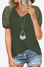 Load image into Gallery viewer, V-Neck Raglan Sleeve Openwork Tee