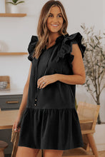Load image into Gallery viewer, Ruffle Shoulder Tie-Neck Tiered Dress