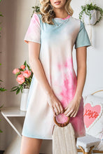 Load image into Gallery viewer, Tie-Dye Round Neck Short Sleeve Slit Dress