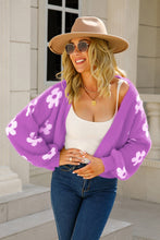 Load image into Gallery viewer, Floral Open Front Fuzzy Cardigan