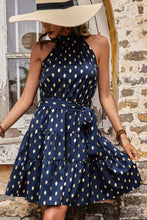 Load image into Gallery viewer, Polka Dot Tiered Belted Mini Dress