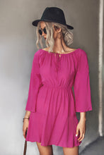 Load image into Gallery viewer, Tie Neck Flare Sleeve Mini Dress