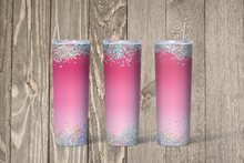 Load image into Gallery viewer, Pink Glitter Skinny 20oz Tumbler
