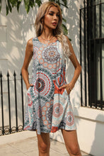 Load image into Gallery viewer, Printed Round Neck Sleeveless Dress with Pockets