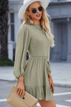 Load image into Gallery viewer, Smocked Tied Balloon Sleeve Mini Dress