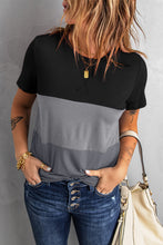 Load image into Gallery viewer, Color Block Side Slit Round Neck T-Shirt