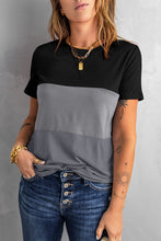 Load image into Gallery viewer, Color Block Side Slit Round Neck T-Shirt