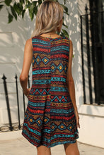 Load image into Gallery viewer, Printed Round Neck Sleeveless Dress with Pockets
