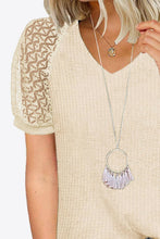 Load image into Gallery viewer, V-Neck Raglan Sleeve Openwork Tee
