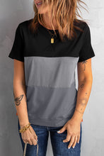 Load image into Gallery viewer, Color Block Side Slit Round Neck T-Shirt