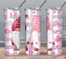 Load image into Gallery viewer, Valentine's Day Gnome Love Tumble in Gray Gingham Print