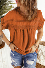 Load image into Gallery viewer, Swiss Dot Decorative Button Short Sleeve Blouse
