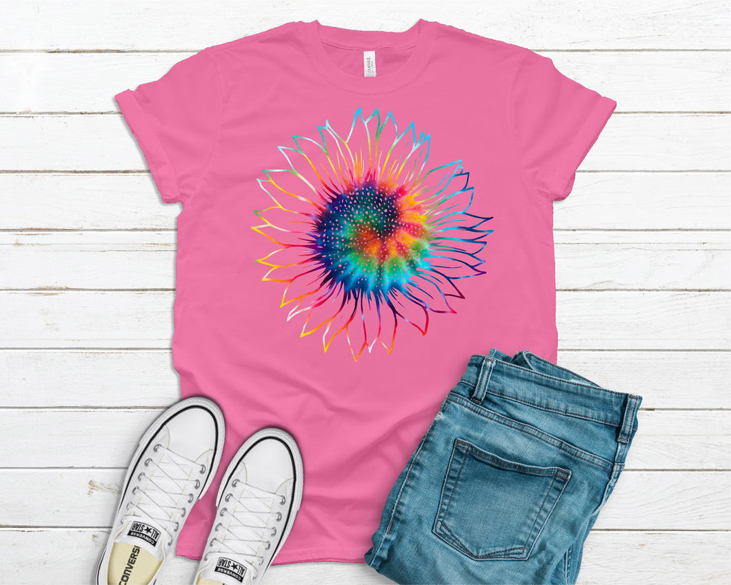 Tie Dye Sunflower TShirt-Adult Sizes