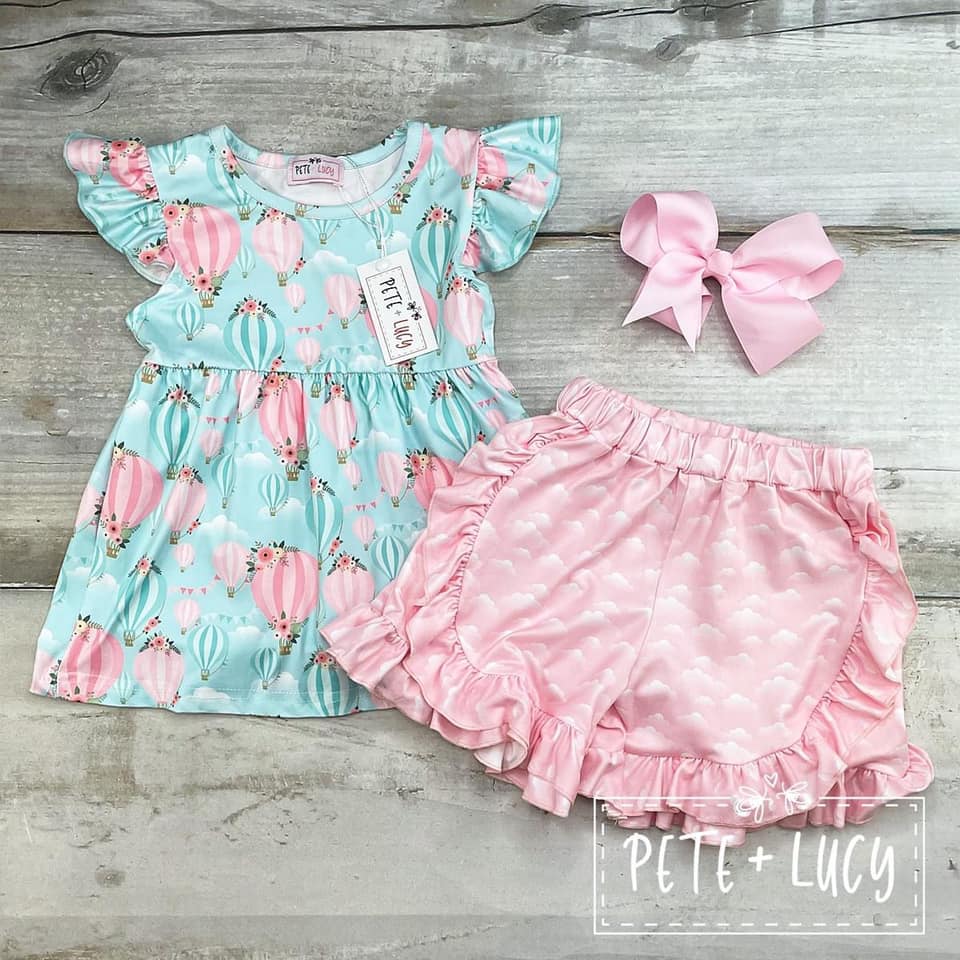 Pete & Lucy Hot Air Balloon 2 Pc Short Set