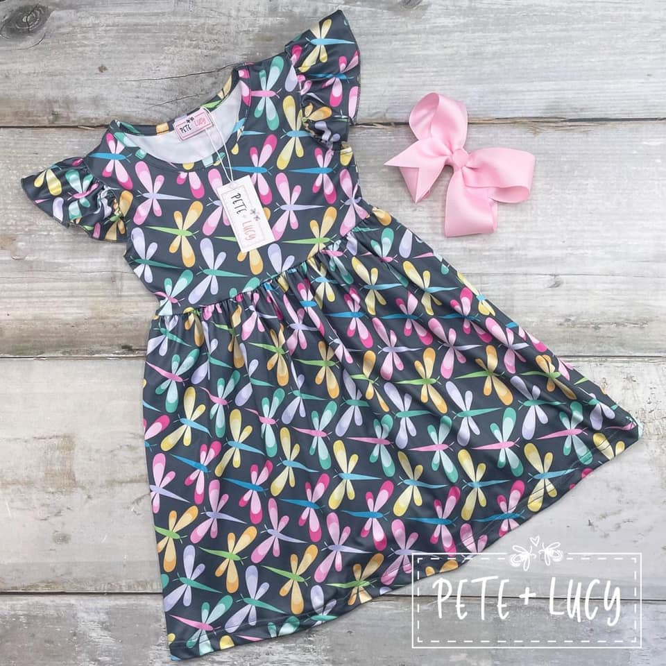 Pete & Lucy Dragonfly Flutter Sleeve Dress