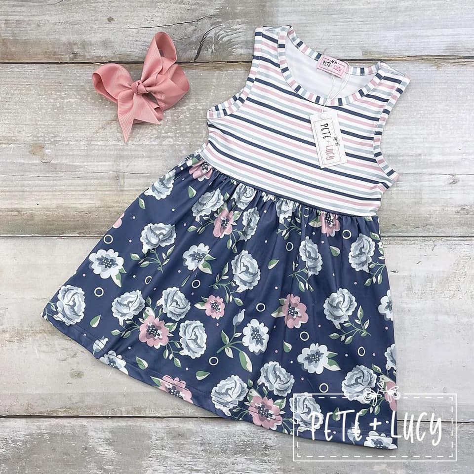 Pete & Lucy Striped Floral Tank Dress