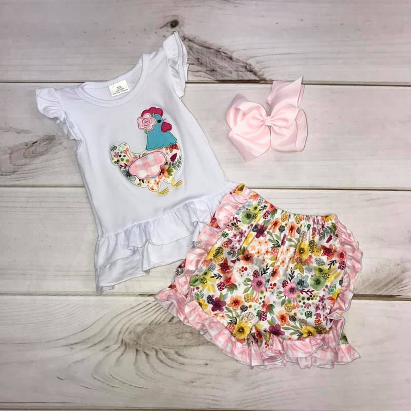 PREORDER Chicken & Floral Short Set
