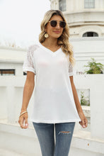 Load image into Gallery viewer, V-Neck Raglan Sleeve Openwork Tee
