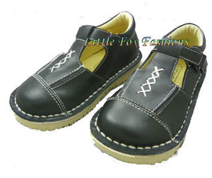 CLEARANCE Coco Jumbo Black Leather T-straps