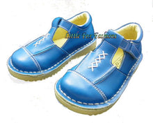 Load image into Gallery viewer, CLEARANCE Coco Jumbo Denim Leather T-straps
