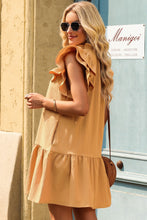 Load image into Gallery viewer, Ruffle Shoulder Tie-Neck Tiered Dress

