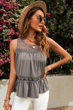 Load image into Gallery viewer, Lace Yoke Peplum Tank
