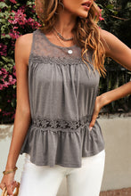 Load image into Gallery viewer, Lace Yoke Peplum Tank
