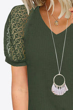 Load image into Gallery viewer, V-Neck Raglan Sleeve Openwork Tee
