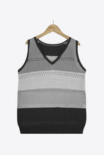 Load image into Gallery viewer, Striped Openwork V-Neck Knit Tank
