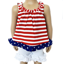 Load image into Gallery viewer, AnnLoren Baby Girls 4th Of July Swing Tank Top With Ruffle Trim And Bow
