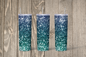 Aqua Glitter Ombre Skinny 20oz Tumbler