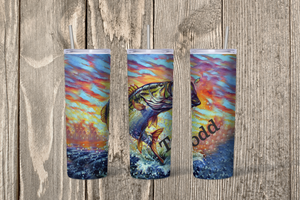 Rainbow Bass Fishing Skinny 20oz Tumbler