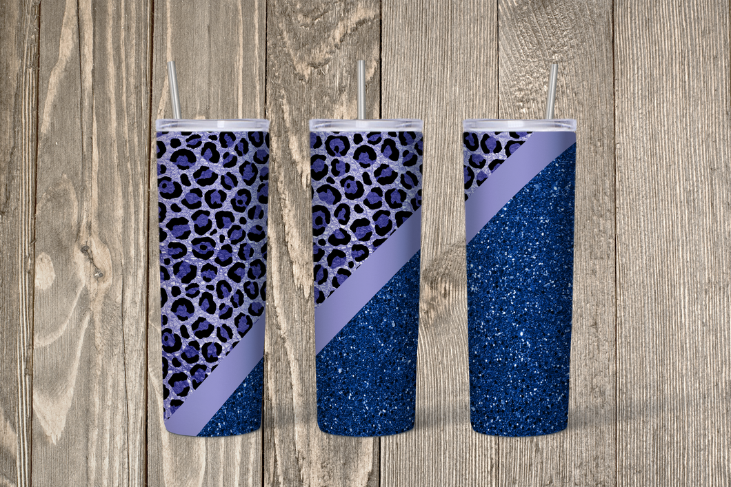 Blue Leopard Print Skinny 20oz Tumbler