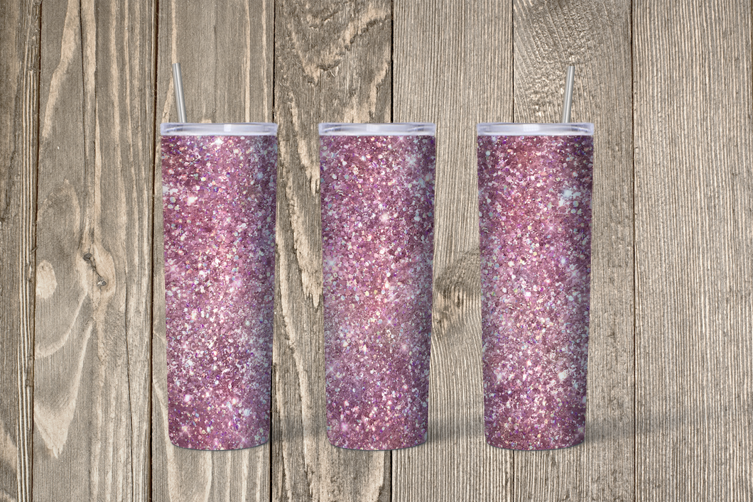 Blush Pink Glitter Skinny 20oz Tumbler