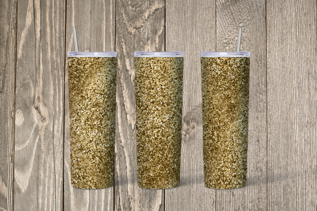 Gold Glitter Skinny 20oz Tumbler