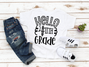 Hello 4th Grade Coloring Shirt-Youth Sizes