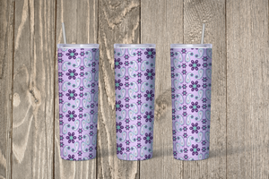Light Purple Paisley Floral Print Skinny 20oz Tumbler