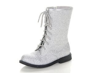 CLEARANCE Jelly Beans Jelly Beans Lace-Up Boot in Silver Sparkle